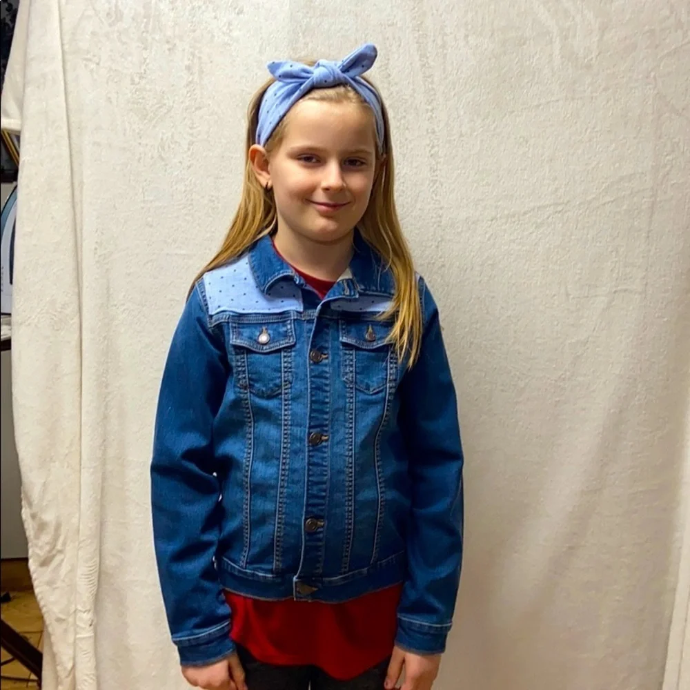 Upcycled Lands' End Girls' jean / denim jacket, M